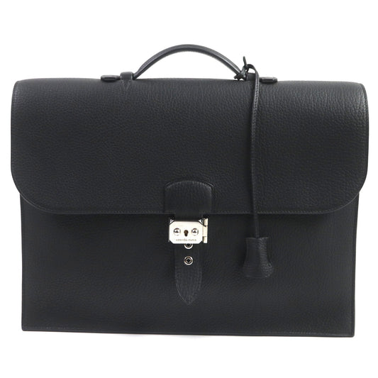 Hermes Briefcase Togo Black Sac Adepeche 38 Mens Used Authentic