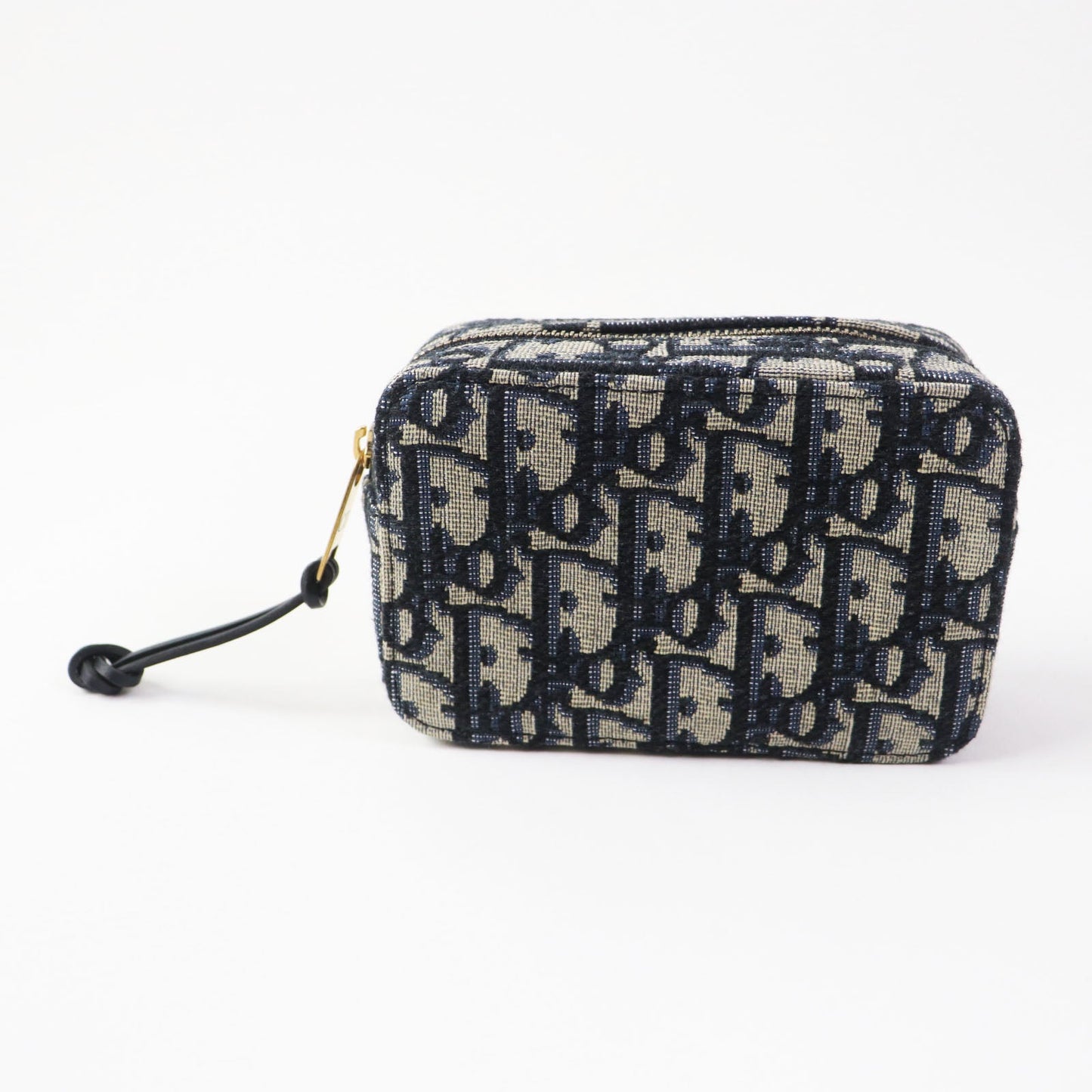 Christian Dior Waist Bag Main: Canvas, Part: Leather Navy Beige Oblique Women Used Authentic