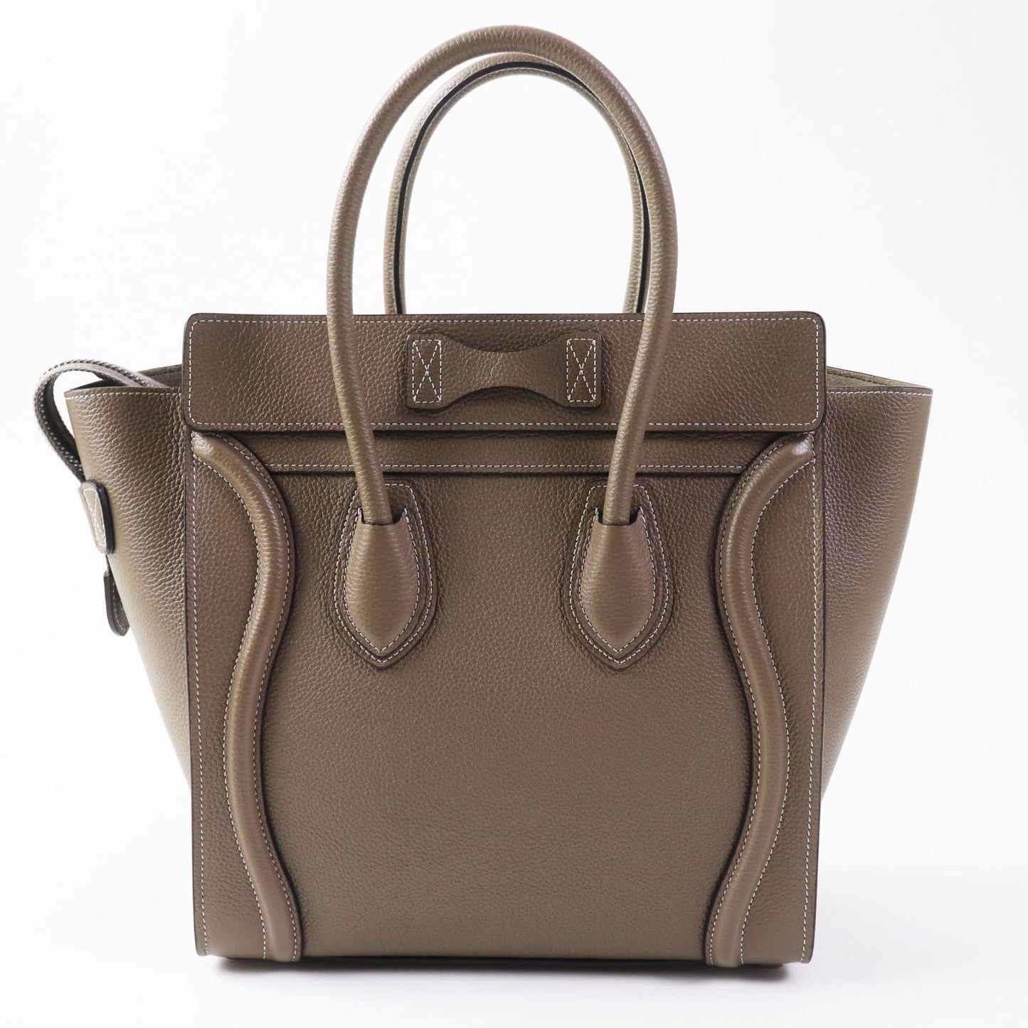 Celine Handbag 18979 Drummed Calfskin Suri (Greige) Luggage Micro Shopper Women Used Authentic