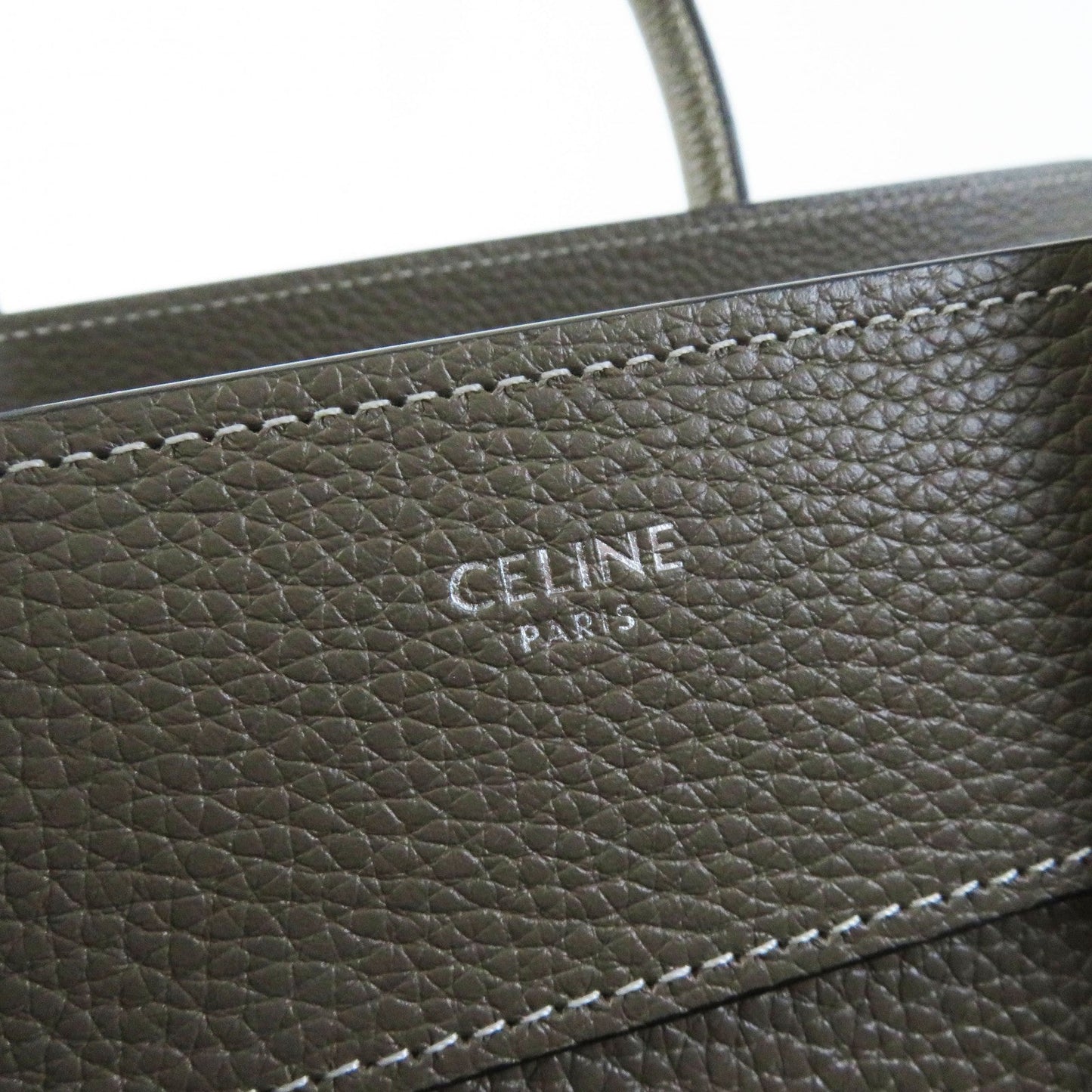 Celine Handbag 18979 Drummed Calfskin Suri (Greige) Luggage Micro Shopper Women Used Authentic