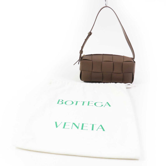 Bottegaveneta Shoulder Bag 729166 Main: Leather Taupe (Greige) Small Brick Cassette Women Used Authentic