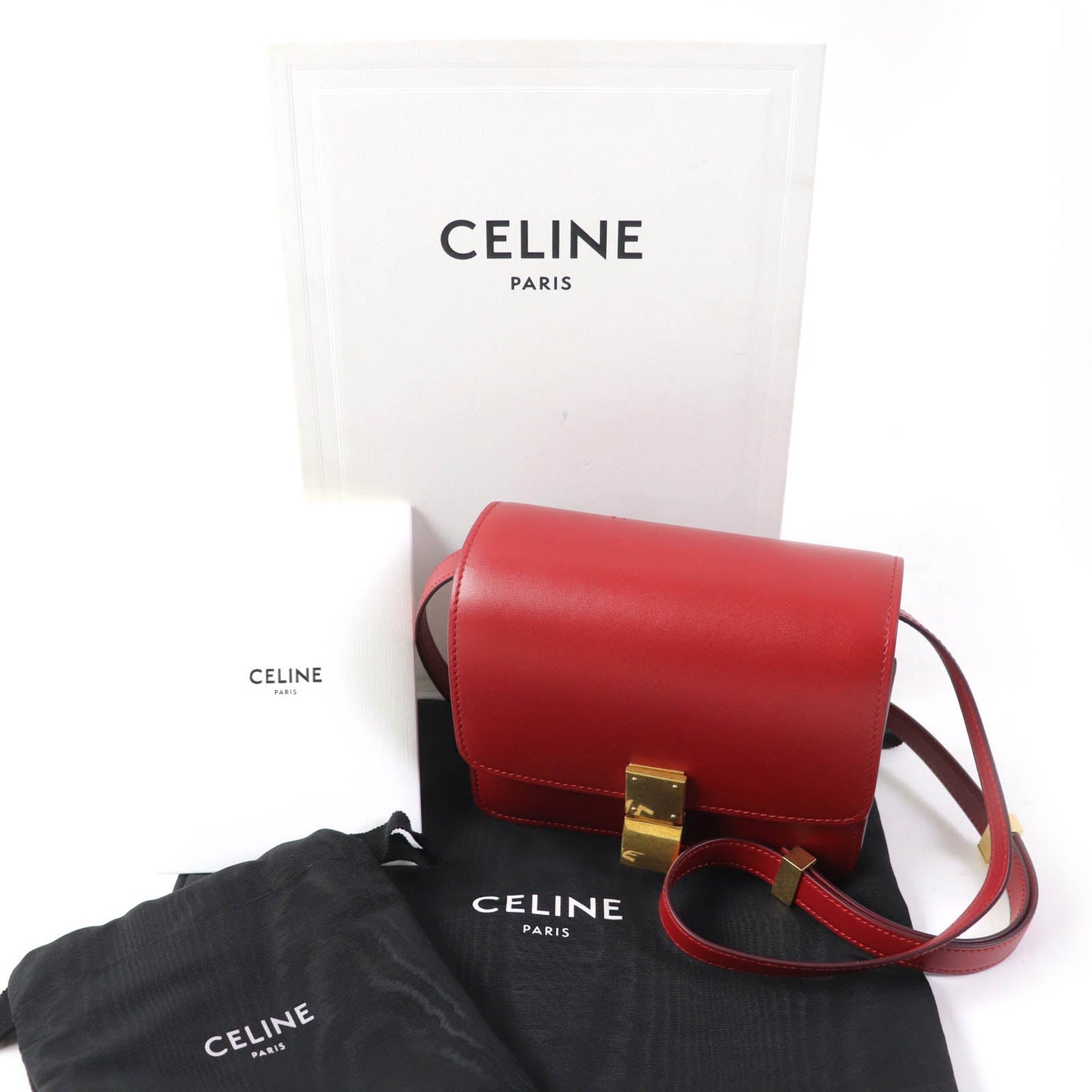 Celine Shoulder Bag 189183 Dls Main: Leather Red Classic Box Small Classic Box Small Women Used Authentic