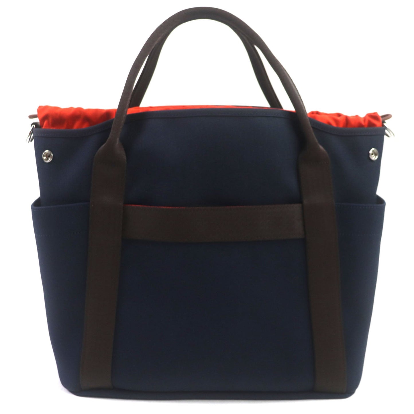 Hermes Tote Bag Main: 62% Polyamide, 26% Cotton, 12% Polyurethane Blue Navy/Feu Sucked Pansage Groom Mens Used Authentic