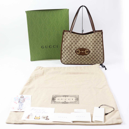 Gucci Tote Bag 623694 Part: Leather, Gg Canvas Brown Type Women Used Authentic