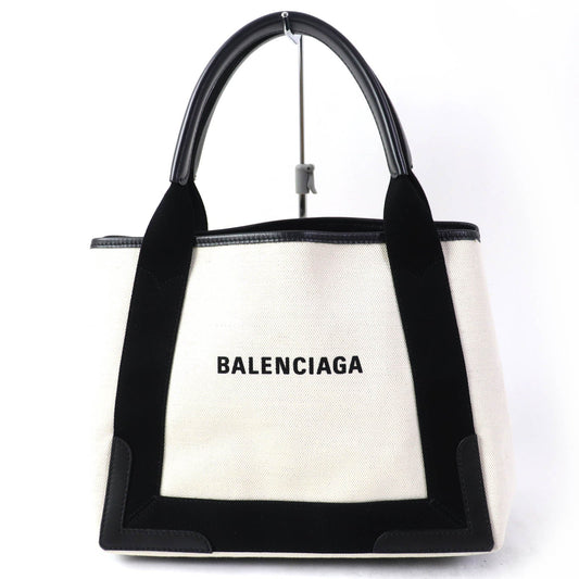 Balenciaga Handbag 339933 Main: Cotton Canvas, Calfskin Beige Small Cabas Women Used Authentic