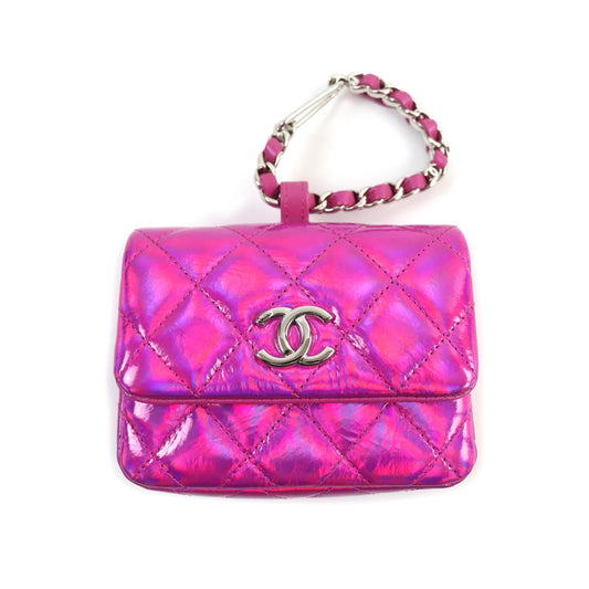 Chanel Pouch H43 Hhuu7 Main: Patent Leather Neon Pink Years Gift 2023 Women Used Authentic