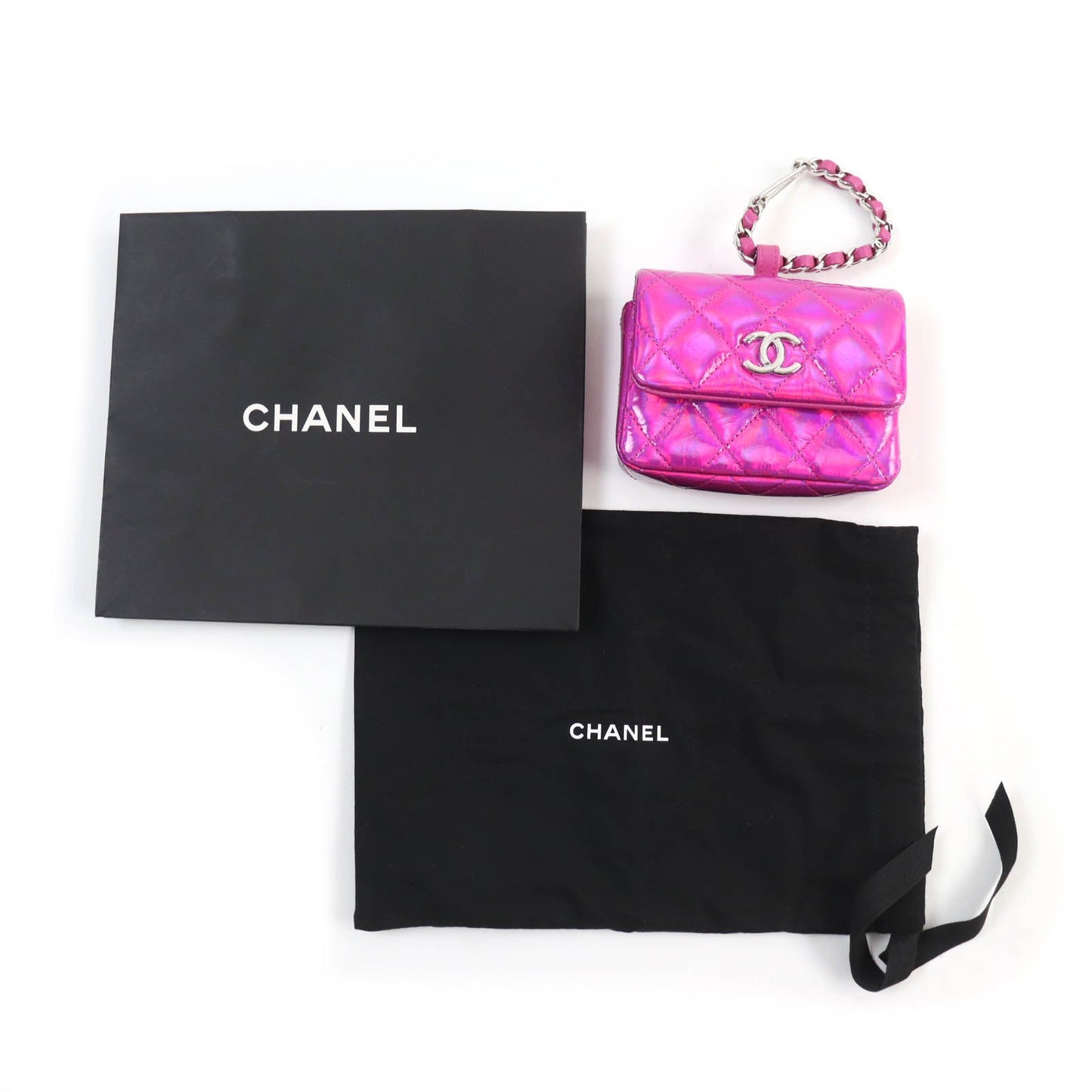 Chanel Pouch H43 Hhuu7 Main: Patent Leather Neon Pink Years Gift 2023 Women Used Authentic