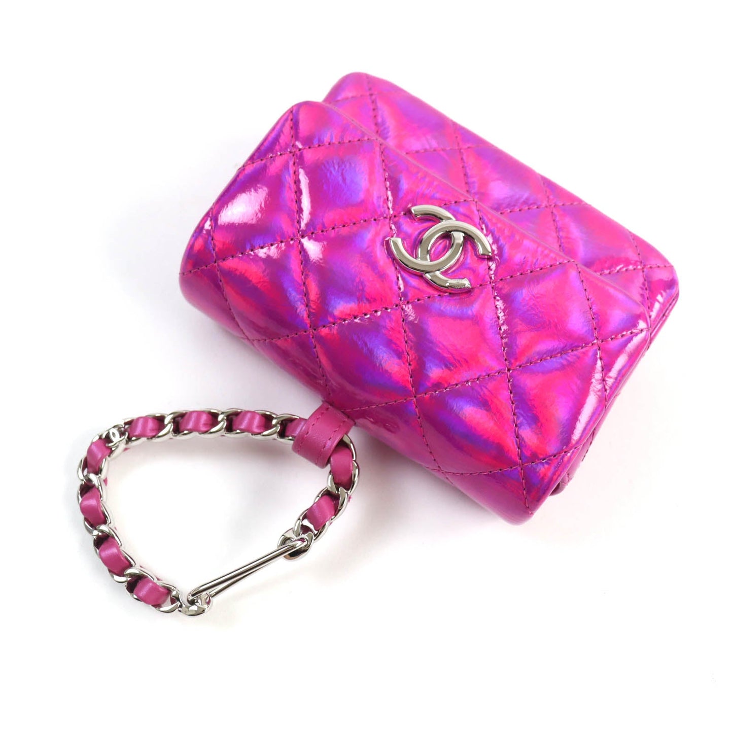 Chanel Pouch H43 Hhuu7 Main: Patent Leather Neon Pink Years Gift 2023 Women Used Authentic