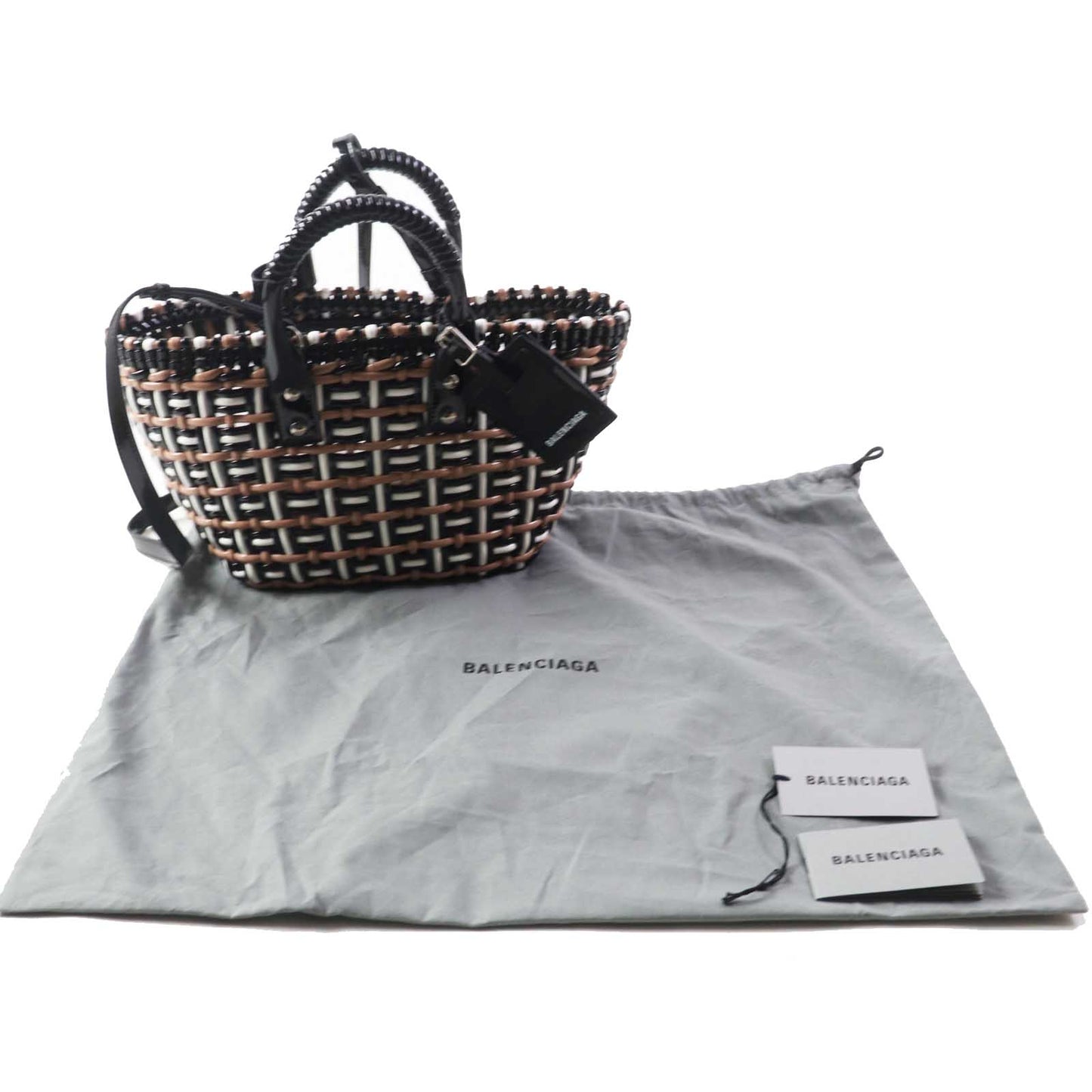 Balenciaga Handbag 671342 Patent, Enamel Black White Beige Bistro Xs Women Used Authentic