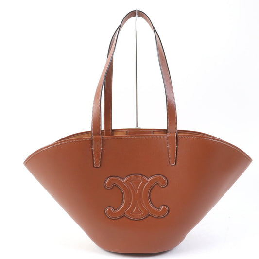 Celine Tote Bag 196953 Du3.04 Lu Main: Smooth Calfskin Tan Cuir Triomphe Kufan Medium Tote Bag Women Used Authentic