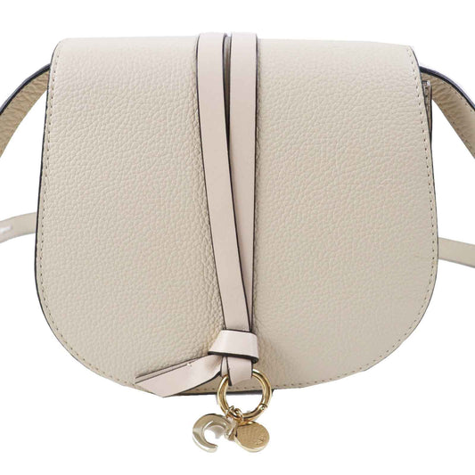 Chloe Shoulder Bag Chc22 Ap757 F Main: Leather Ivory Alphabet Mini Saddlebag Women Used Authentic