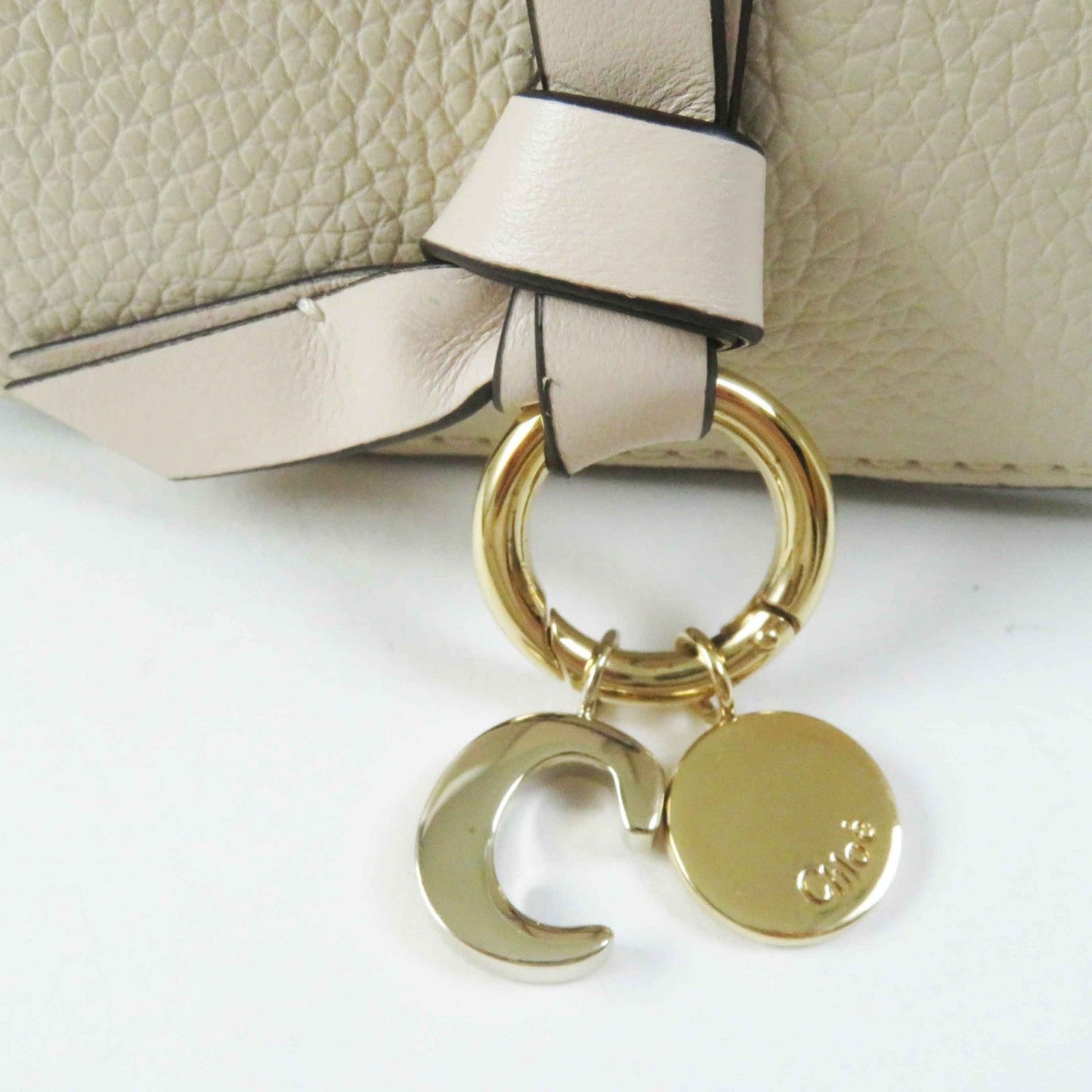 Chloe Shoulder Bag Chc22 Ap757 F Main: Leather Ivory Alphabet Mini Saddlebag Women Used Authentic