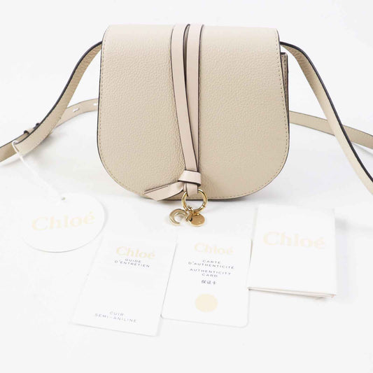 Chloe Shoulder Bag Chc22 Ap757 F Main: Leather Ivory Alphabet Mini Saddlebag Women Used Authentic