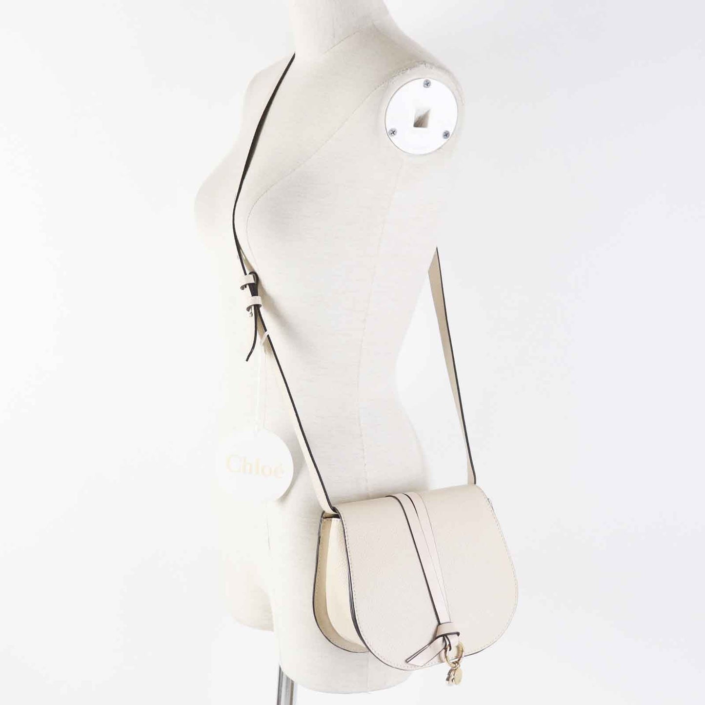 Chloe Shoulder Bag Chc22 Ap757 F Main: Leather Ivory Alphabet Mini Saddlebag Women Used Authentic