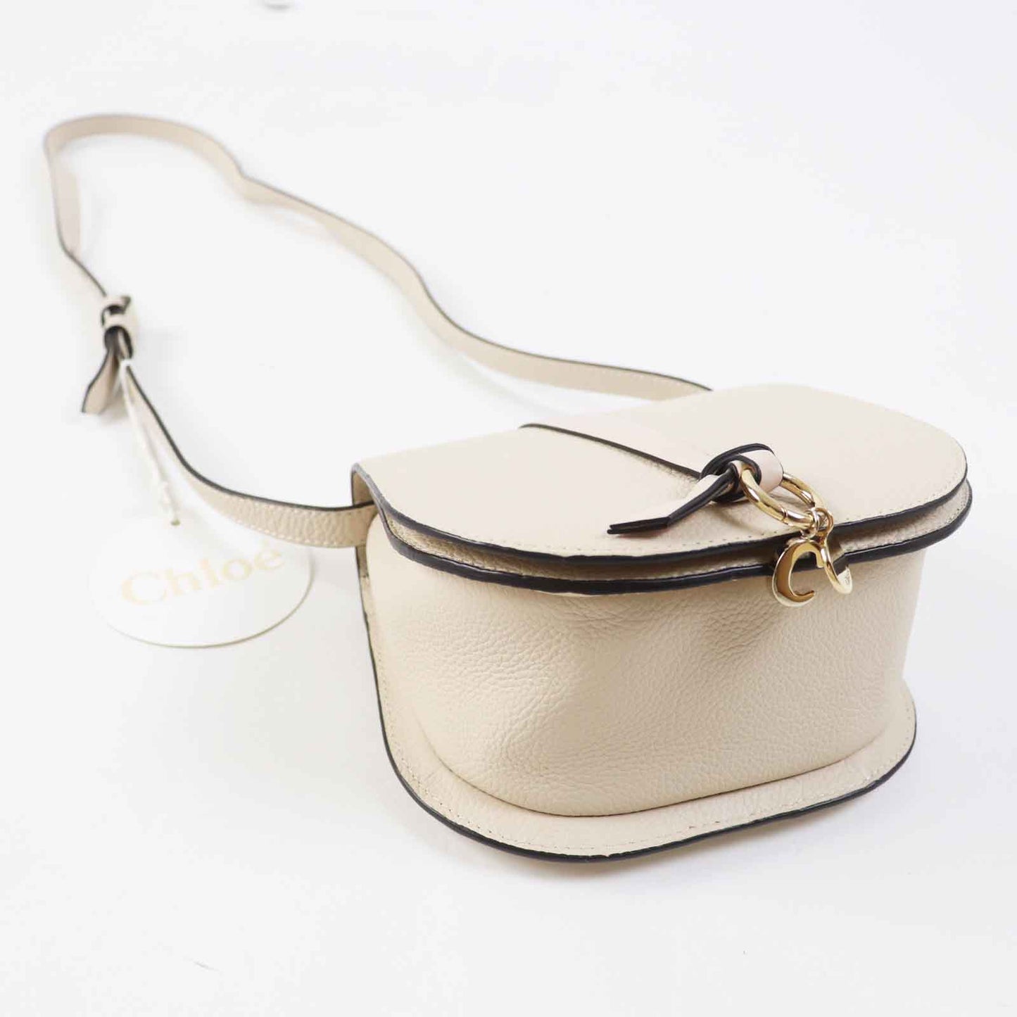 Chloe Shoulder Bag Chc22 Ap757 F Main: Leather Ivory Alphabet Mini Saddlebag Women Used Authentic