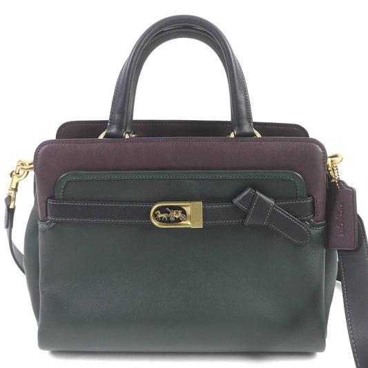 Coach Shoulder Bag C5316 Main: Glove Tanned Leather Bordeaux Green Tate Carryall 29 Colorblock Women Used Authentic