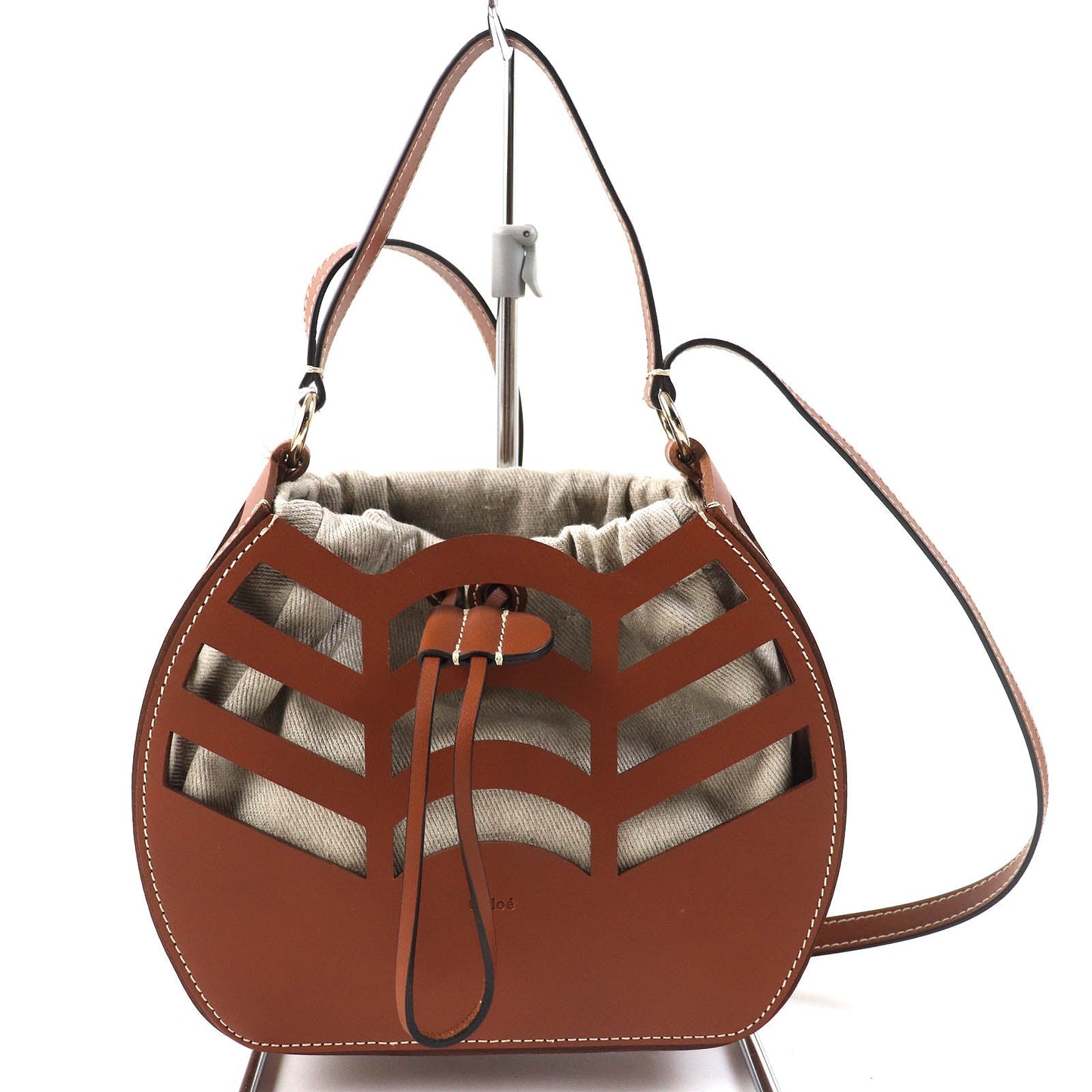 Chloe Shoulder Bag Chc22 Us479 G07247 Main: Leather, Part: Canvas Brown Kayan Women Used Authentic