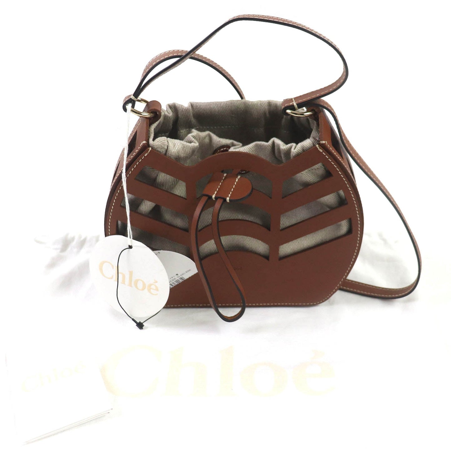 Chloe Shoulder Bag Chc22 Us479 G07247 Main: Leather, Part: Canvas Brown Kayan Women Used Authentic