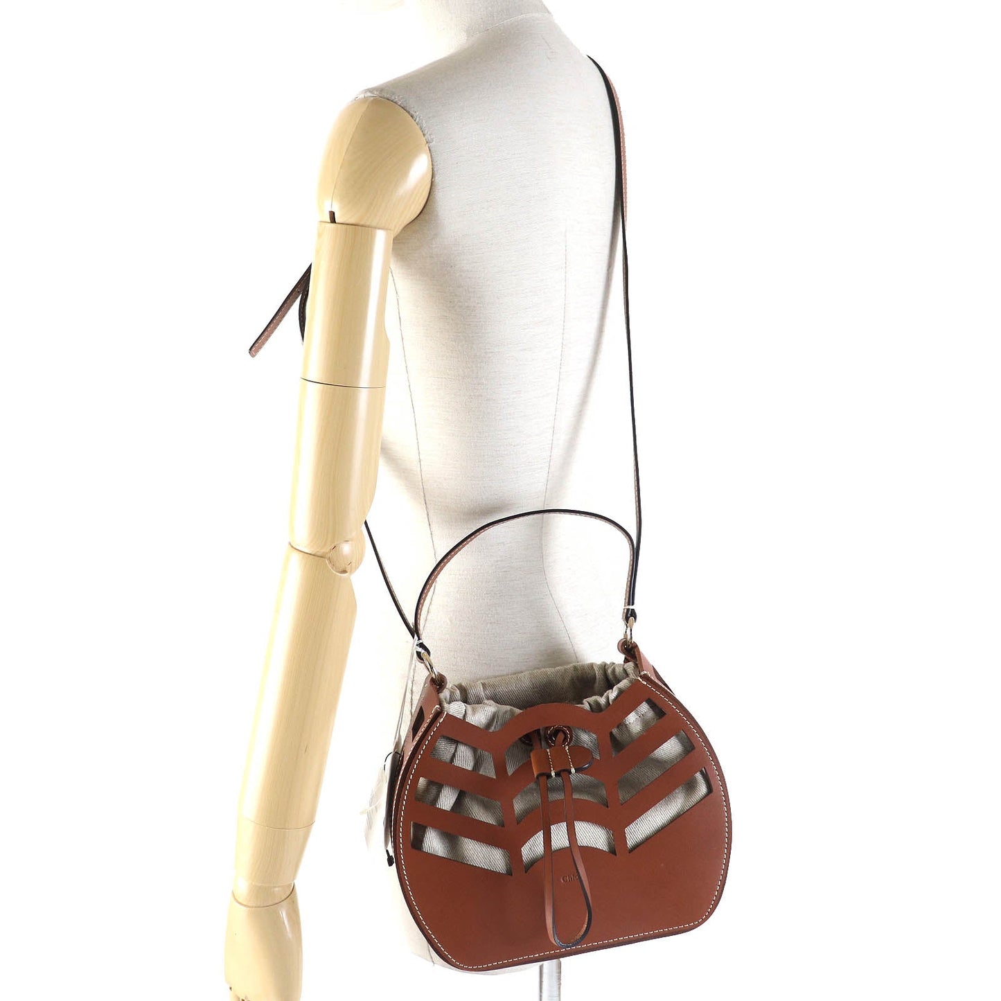 Chloe Shoulder Bag Chc22 Us479 G07247 Main: Leather, Part: Canvas Brown Kayan Women Used Authentic