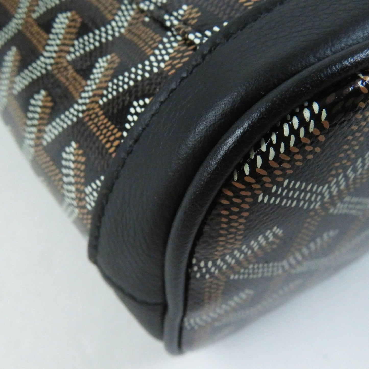 Goyard Backpack Main: Leather, Goyardine Canvas Black Brown Alpin Mini Women Used Authentic