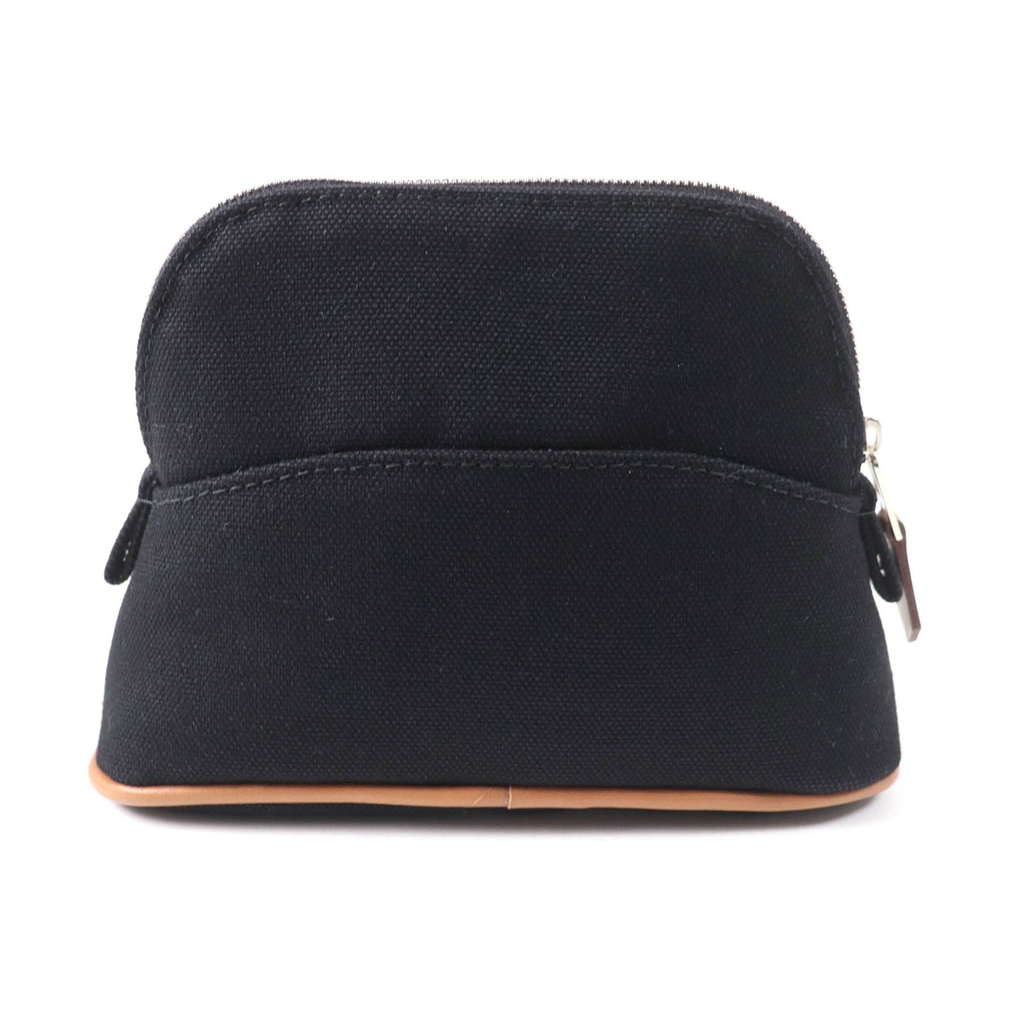 Hermes Cosmetics Pouch Main: Canvas Part: Leather Black Boride Pouch Mini Mini Women Used Authentic