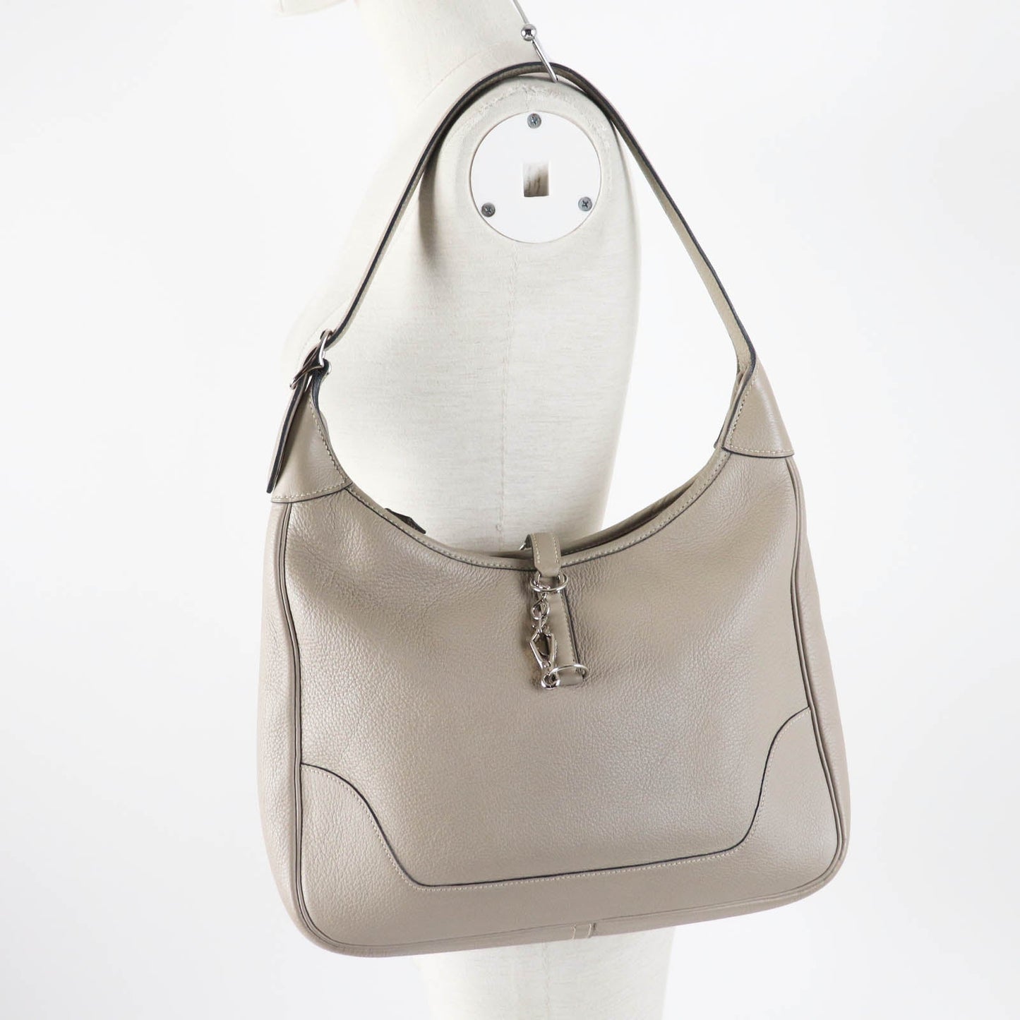 Hermes Shoulder Bag Main�F Taurillon Clemence Trutierle Gray Trim 31 Women Used Authentic