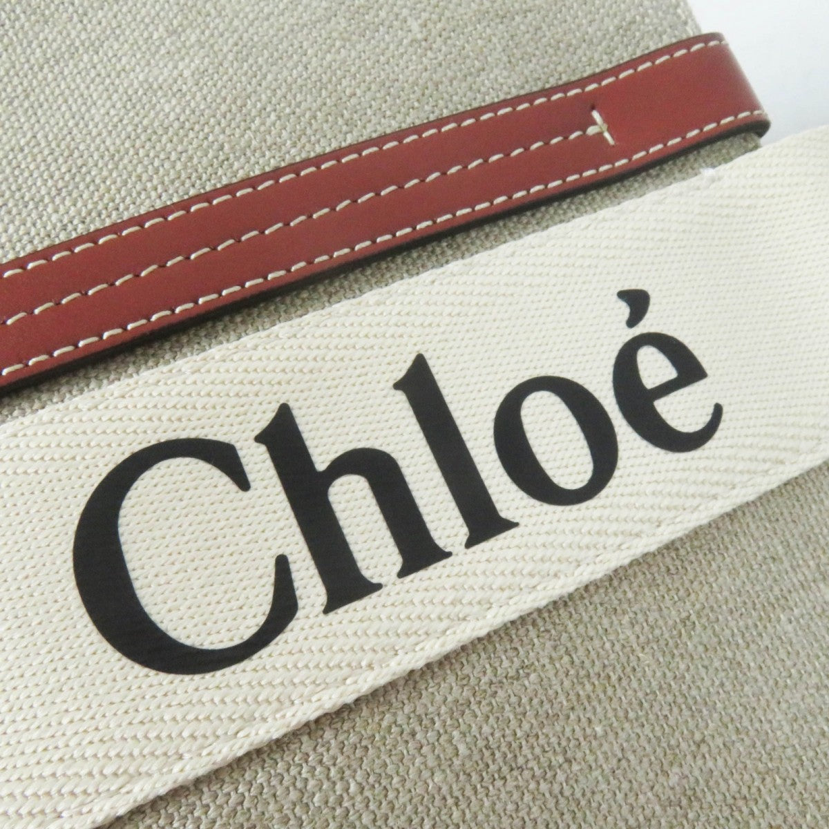 Chloe Tote Bag Chc22 As383 I2690 U Linen Beige Type Woody Medium