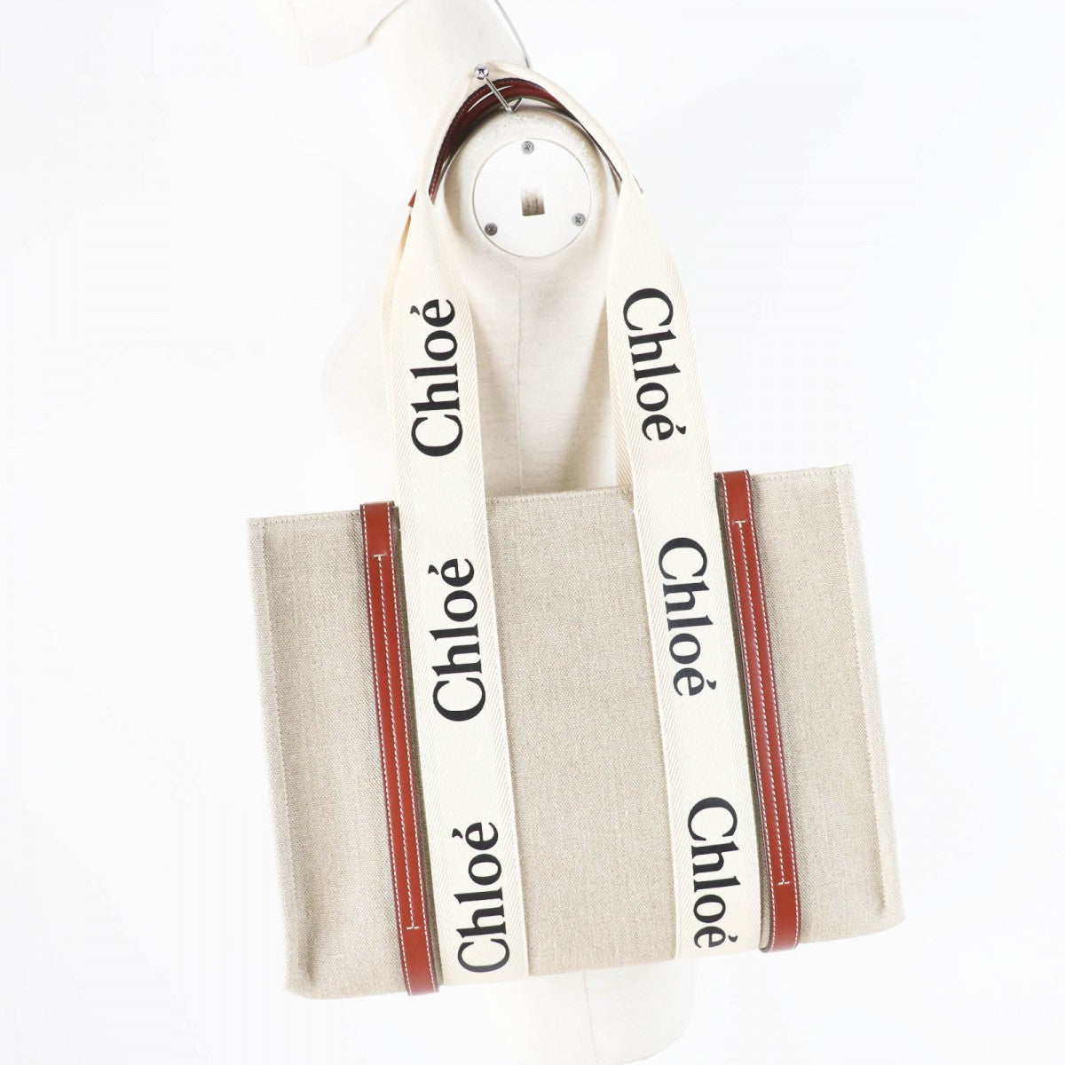 Chloe Tote Bag Chc22 As383 I2690 U Linen Beige Type Woody Medium