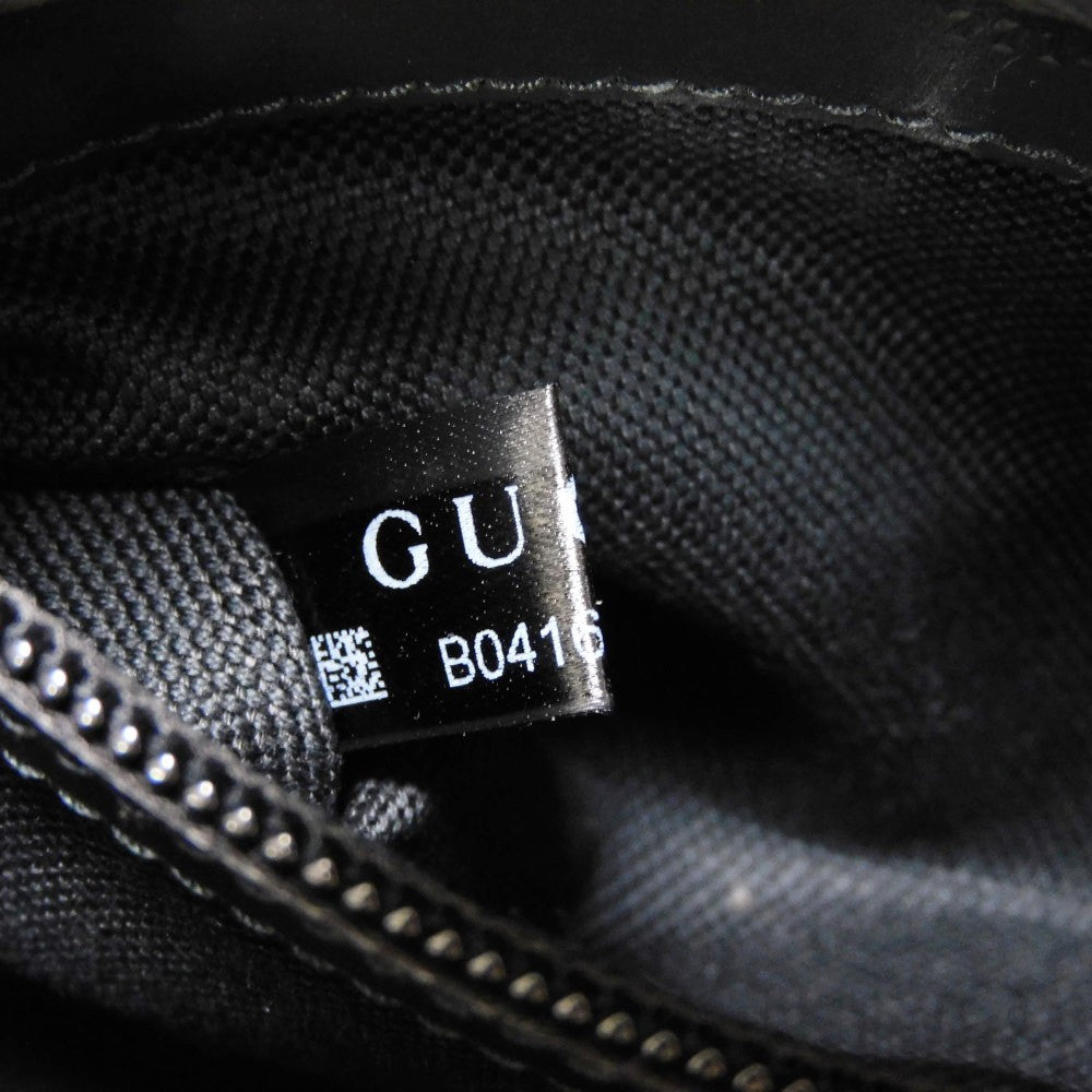 Gucci Sling Bag 771422 Aac4 F 1000 Rubber Effect Leather X Cotton Linen Black Current Waist Pouch, In Good Condition Gg Logo Embossed Gg Rubber Effect Belt Bag Unisex(unisex) Used Authentic