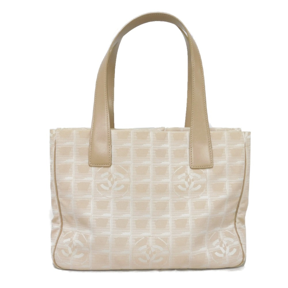 Chanel Tote Bag A20457 Nylon Jacquard X Calfskin Beige Coco Mark New Travel Line Tote Pm