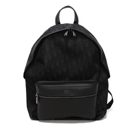 Dior Backpack 1 Peba088 Ypn H10 E Nylon X Grained Calfskin (Embossed) Black Oblique Galaxy Rider Mens Used Authentic