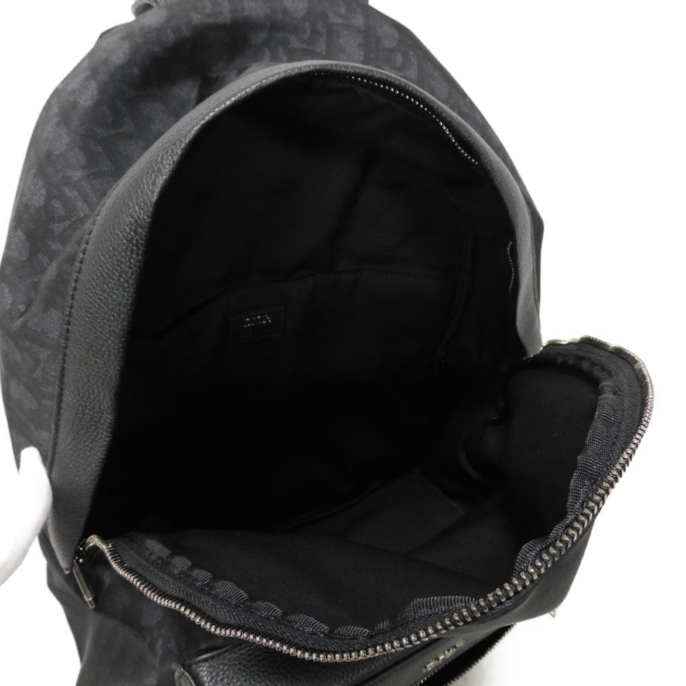 Dior Backpack 1 Peba088 Ypn H10 E Nylon X Grained Calfskin (Embossed) Black Oblique Galaxy Rider Mens Used Authentic