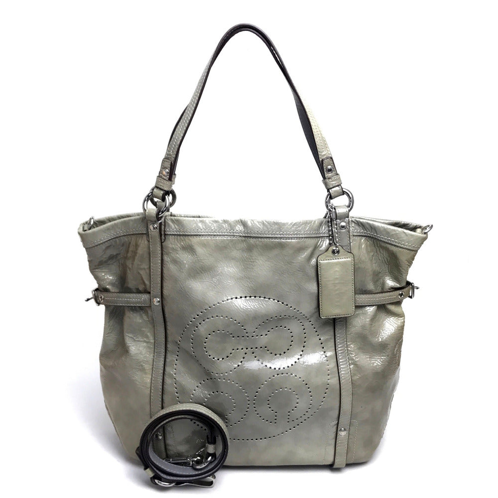 Coach Shoulder Bag 17065 Patent Leather Gray Type Patent Andy Cinchid Men's Women