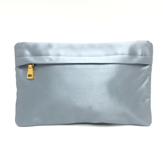 Prada Pouch 1 N1774 Satin Gray Women Used Authentic