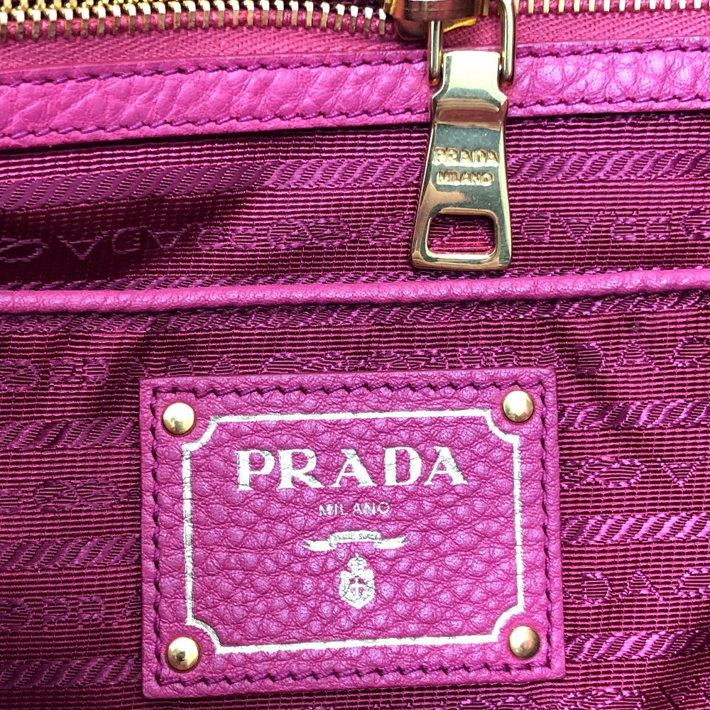 Prada Handbag Bn1713 Leather Pink Logo Women Used Authentic