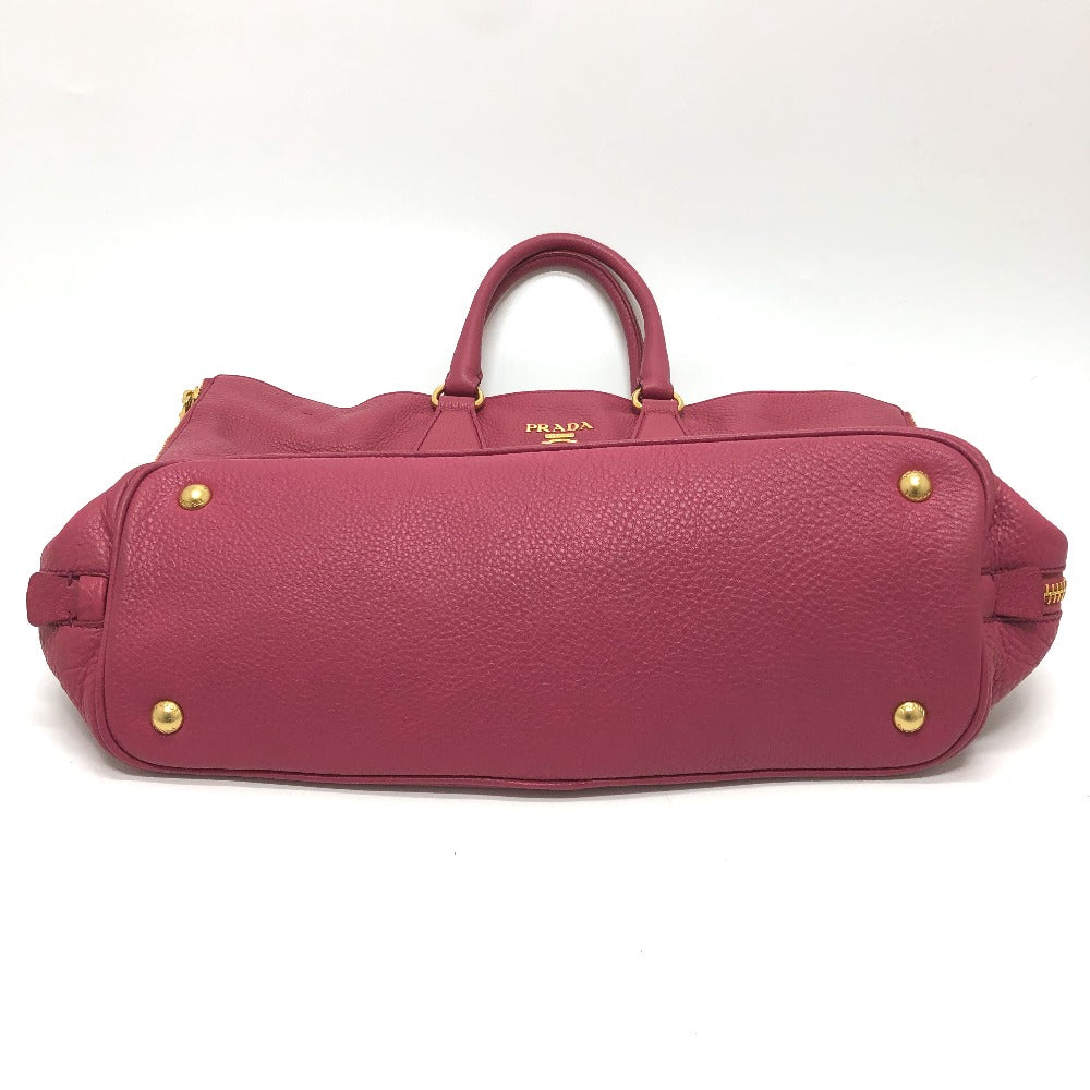 Prada Handbag Bn1713 Leather Pink Logo Women Used Authentic