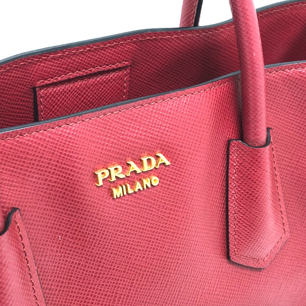 Prada Handbag Bn2729 Safiano Leather Red Front Pocket Women Secondhand Authentic