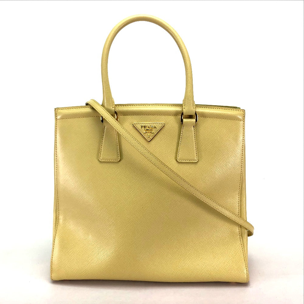 Prada Handbag B2411 M Safiano Leather Yellow Shoulder Bag Women Used Authentic