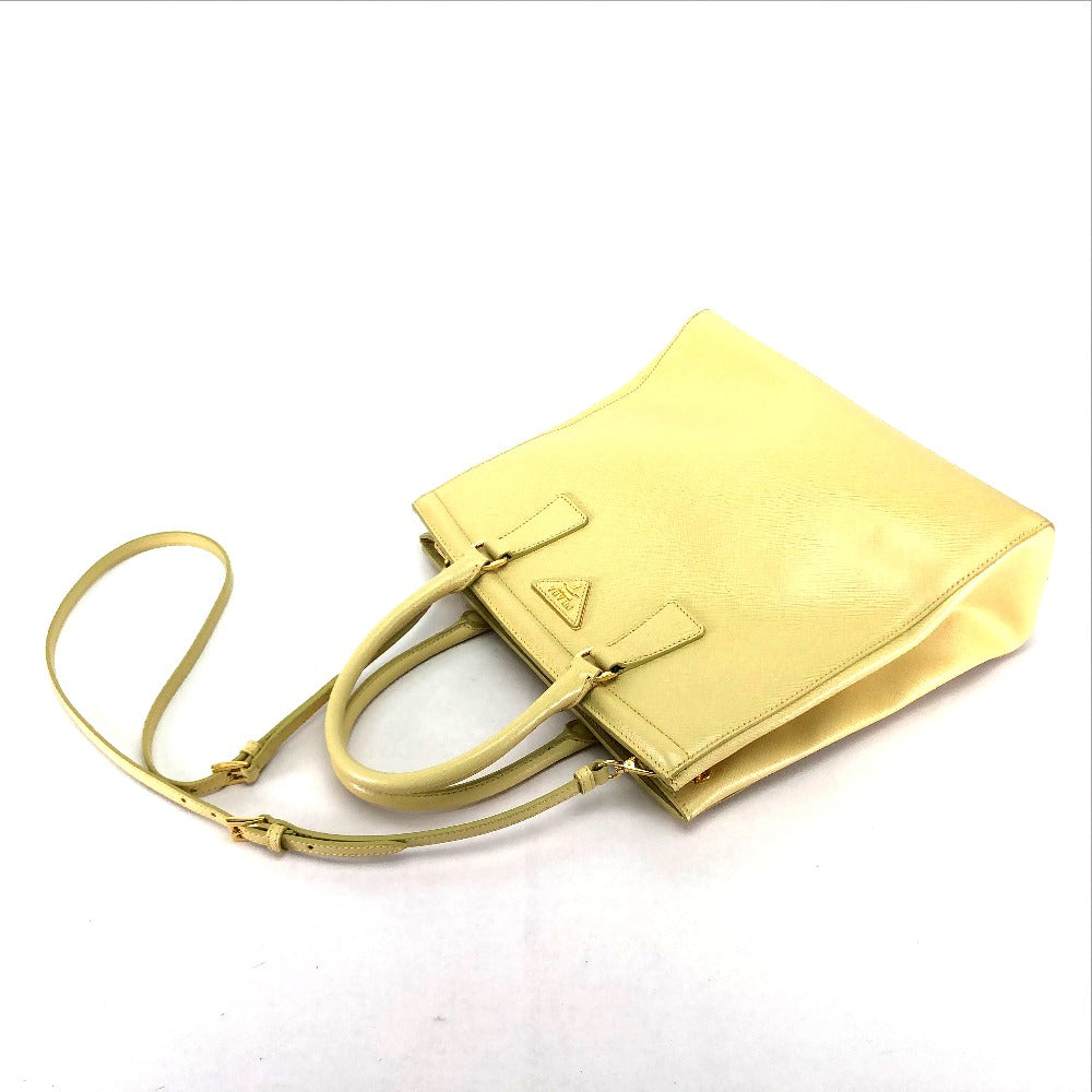 Prada Handbag B2411 M Safiano Leather Yellow Shoulder Bag Women Used Authentic