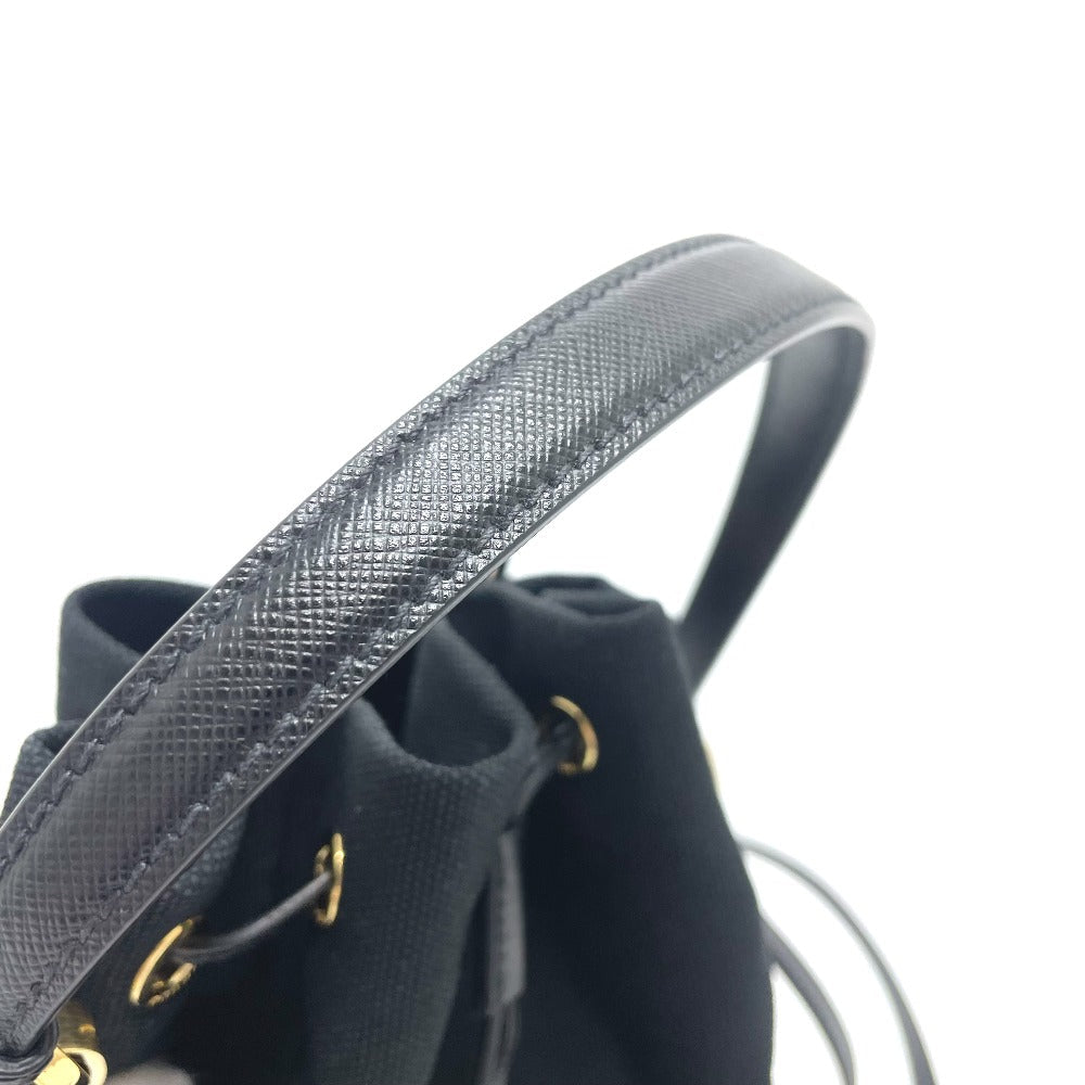 Prada Handbag 1 Be040 Canvas / Leather Black Triangle Logo Basket Bag Women Used Authentic