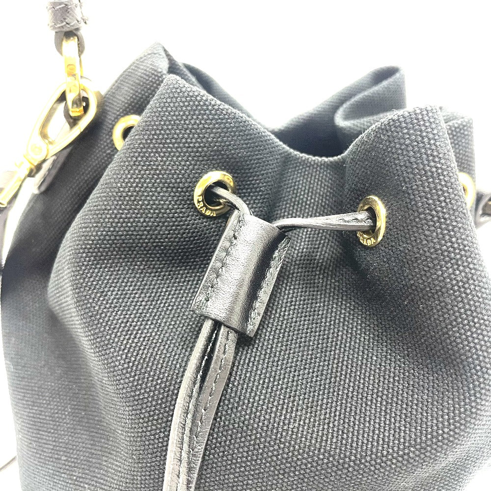 Prada Handbag 1 Be040 Canvas / Leather Black Triangle Logo Basket Bag Women Used Authentic