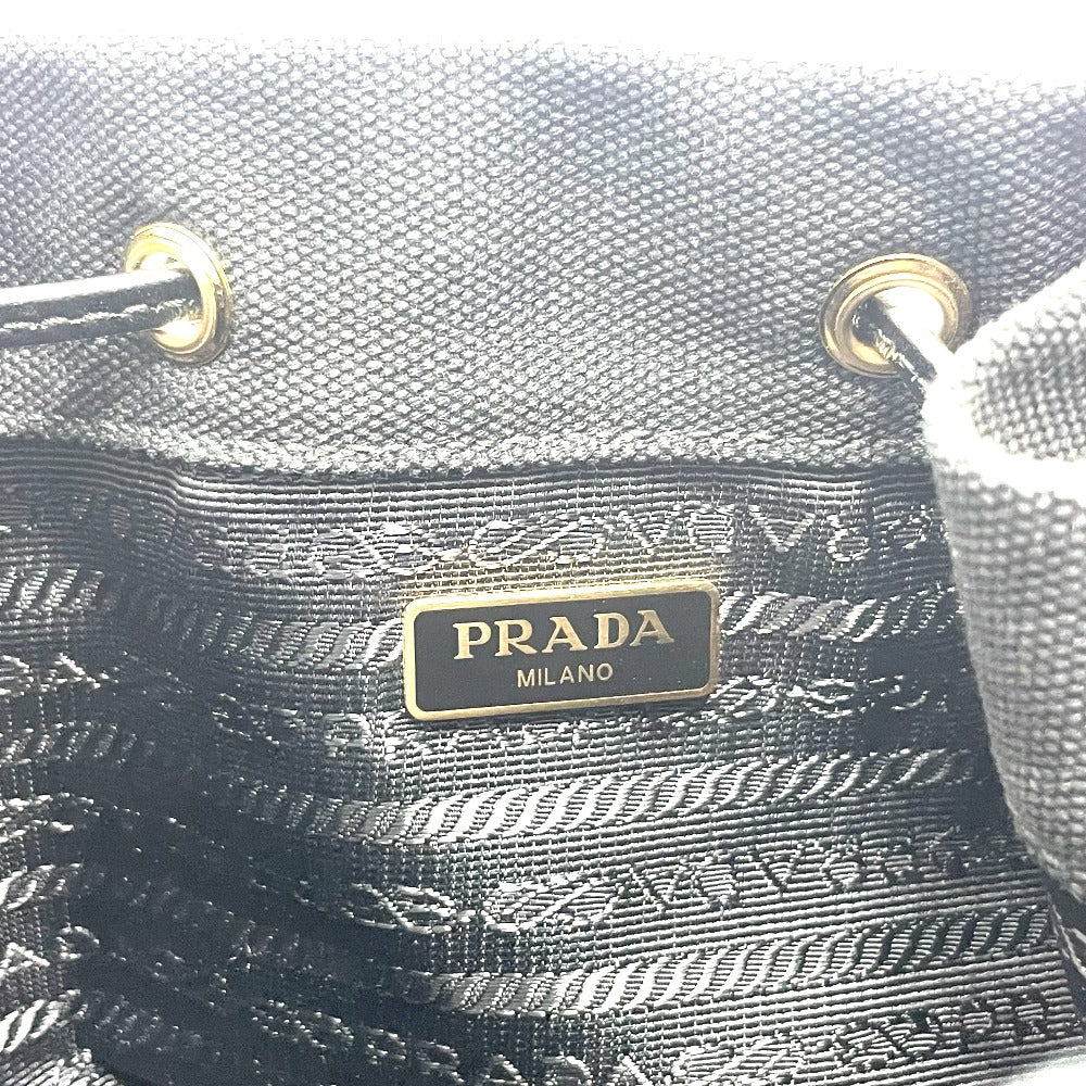 Prada Handbag 1 Be040 Canvas / Leather Black Triangle Logo Basket Bag Women Used Authentic