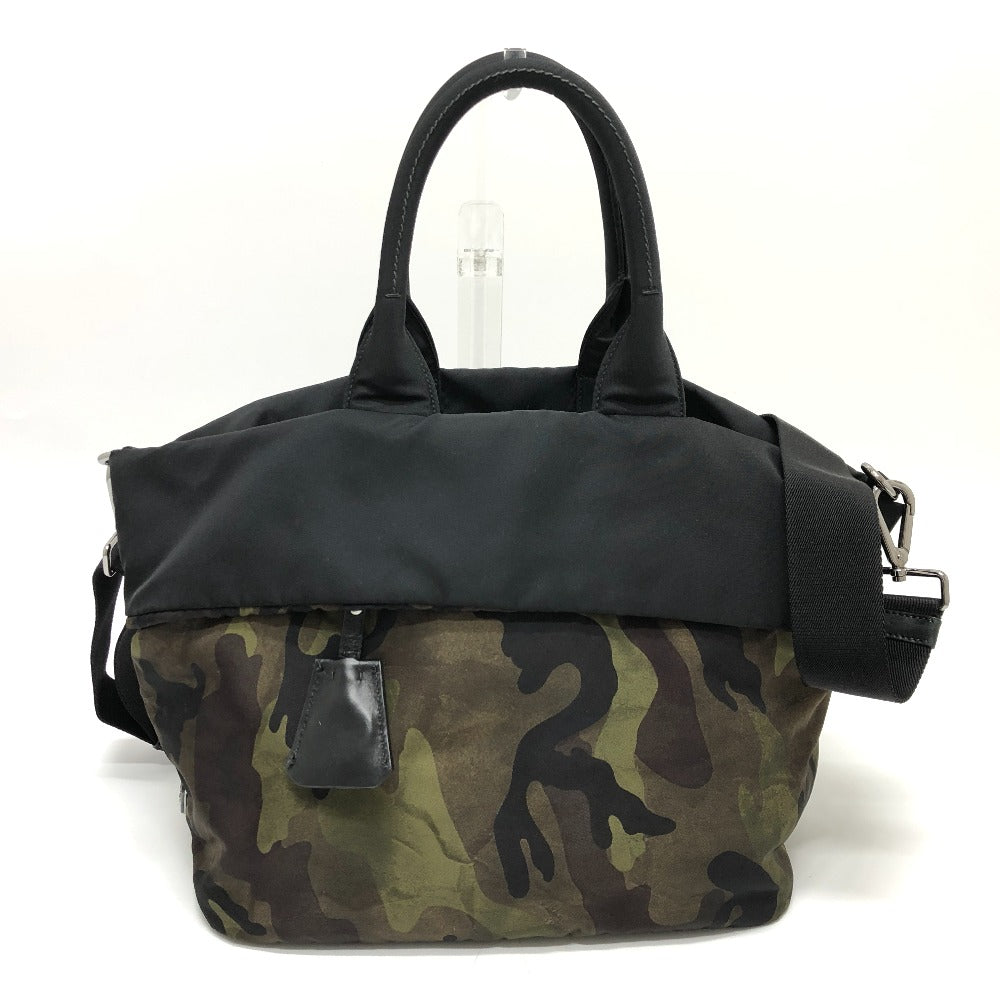 Prada Handbag B1959 Nylon Khaki Camouflage Camouflage Women Used Authentic