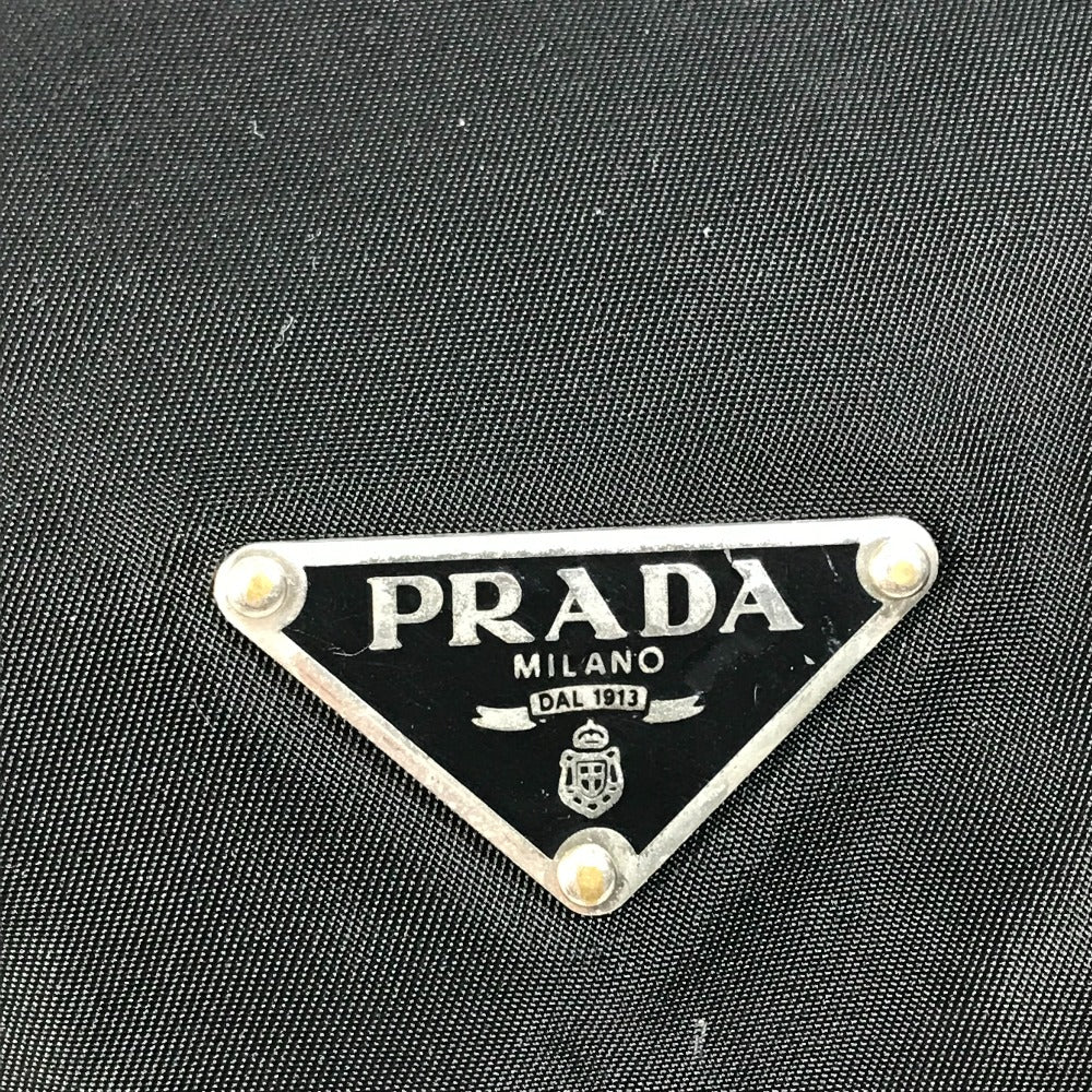 Prada Handbag Patent Leather, Nylon, Velour Black By Color Logo Drawstring Bag Triangle Logo Triangular Logo Plate Women Used Authentic