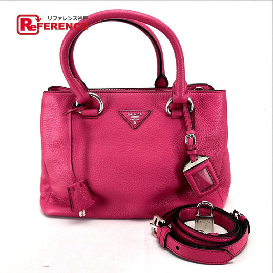 Prada Handbag Bn2853 Leather Pink Viterodino Women Used Authentic