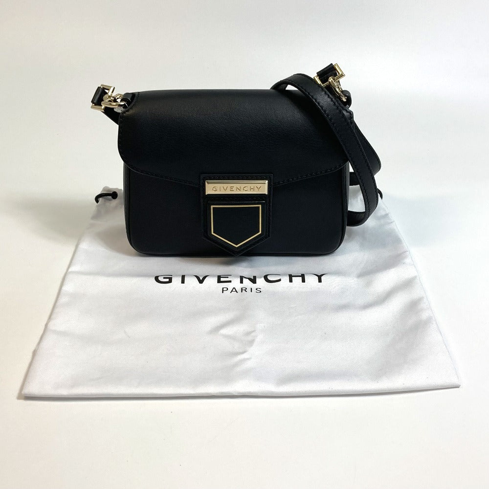 Givenchy Shoulder Bag Leather Black Crossbody Nobile Women Used Authentic