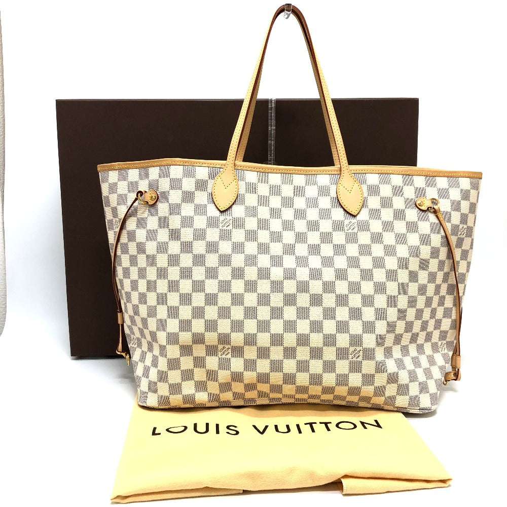 Louis Vuitton Tote Bag N51108 Damier Azur Canvas White Neverfull Gm Women Used Authentic