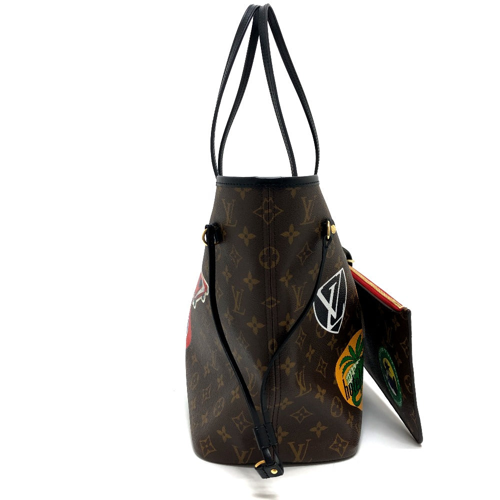 Louis Vuitton Tote Bag M42844 Monogram Macacer Canvas Brown World Tour Neverfull Mm Women Used Authentic