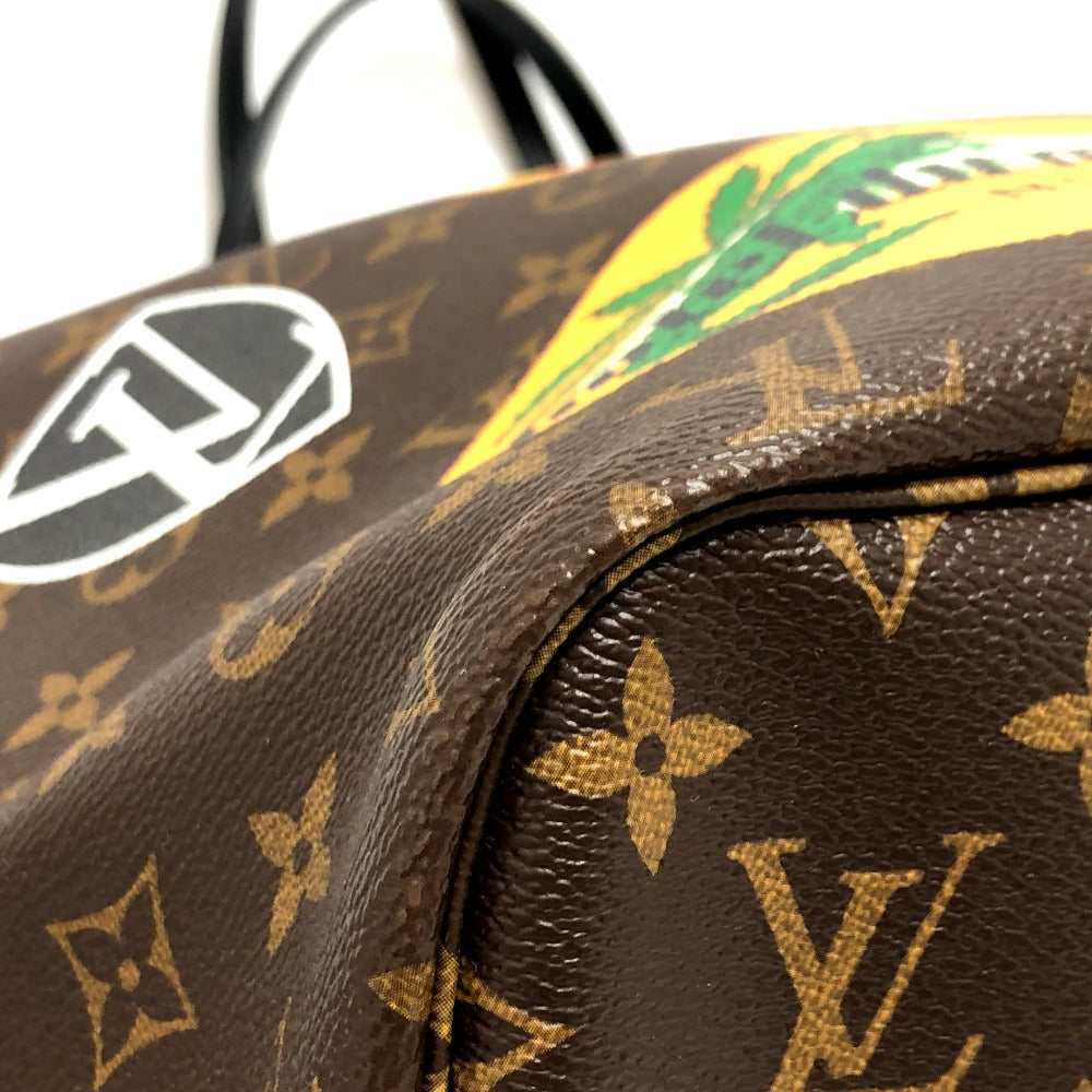 Louis Vuitton Tote Bag M42844 Monogram Macacer Canvas Brown World Tour Neverfull Mm Women Used Authentic