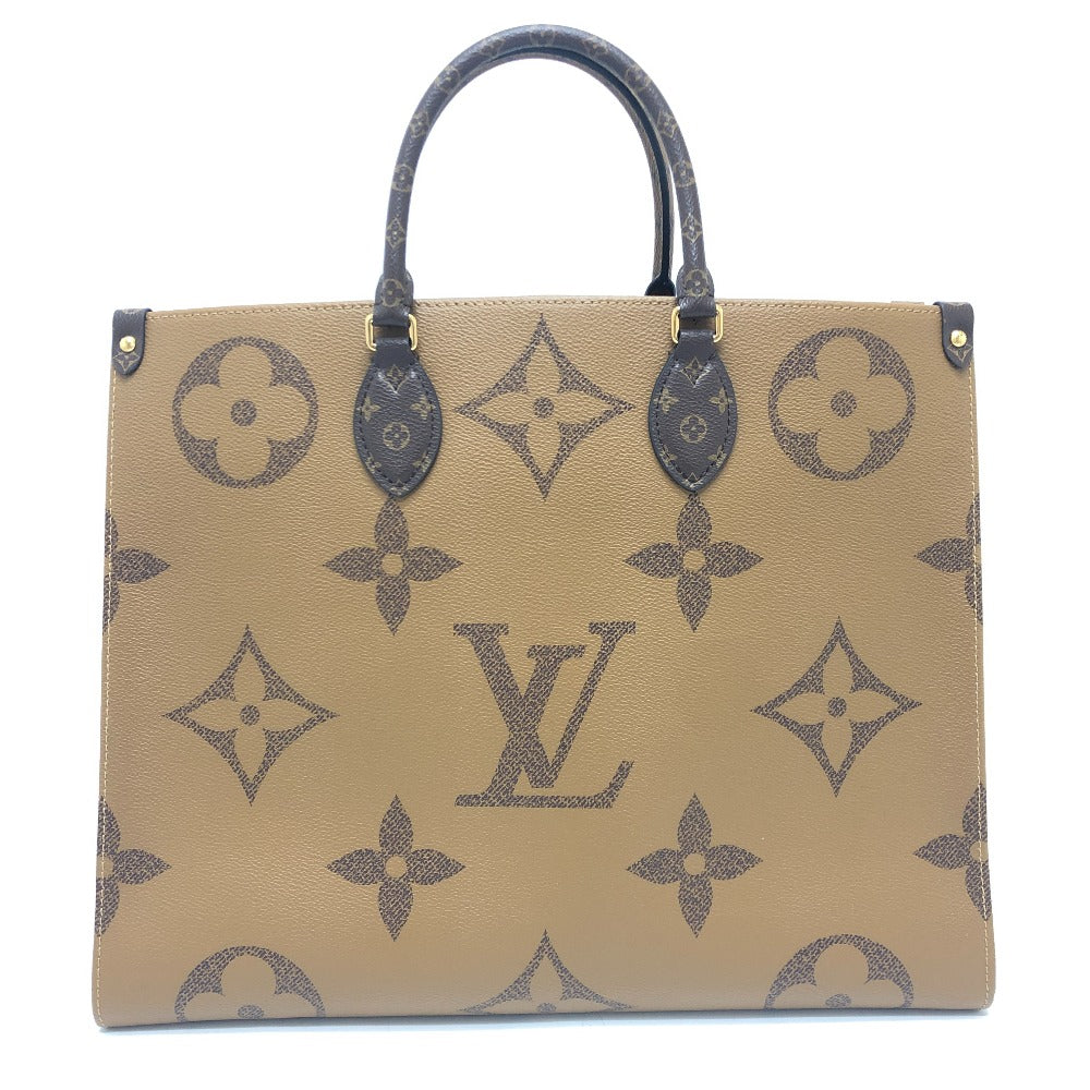 Louis Vuitton Tote Bag M44576 Monogram Reverse Canvas Brown On The Go Gm Women Used Authentic